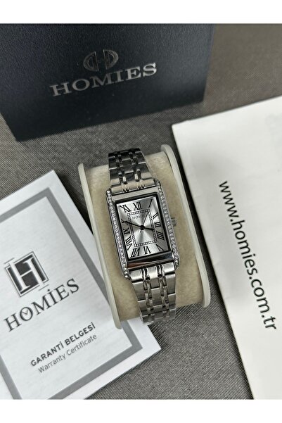Homies ساعة يد نسائية بهيكل حجري لون فضي كامل ضمان سنتين ضد الماء