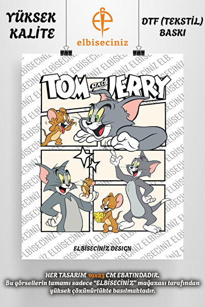 VİZYON İKRA طباعة نسيج DTF مميزة تحت عنوان "TOM & JERRY" يمكن لصقها بسهولة با...