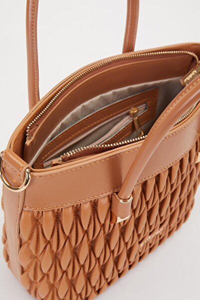 Levidor Camel Embossed Diamond Pattern Handbag