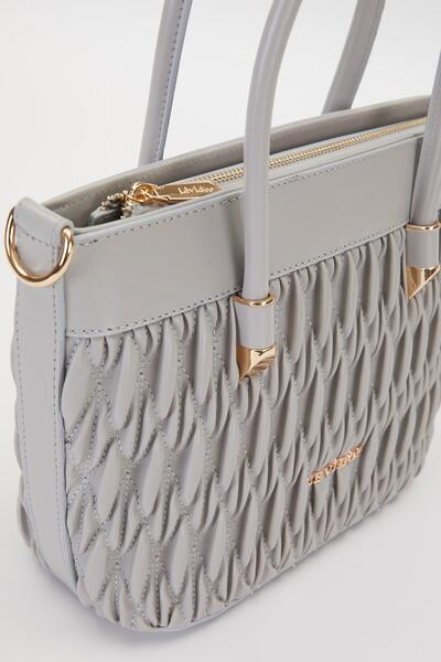 Levidor Gray Embossed Diamond Pattern Handbag