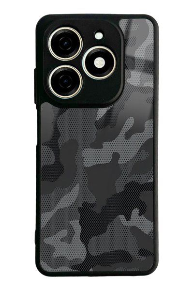 Spoyi Tecno Spark 20 Black Camouflage Design Glossy Phone Case