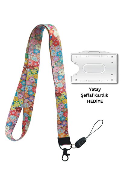 doktorbonem Šareni cvetni držač za kartice, remen za značku, remen za vrat, t...