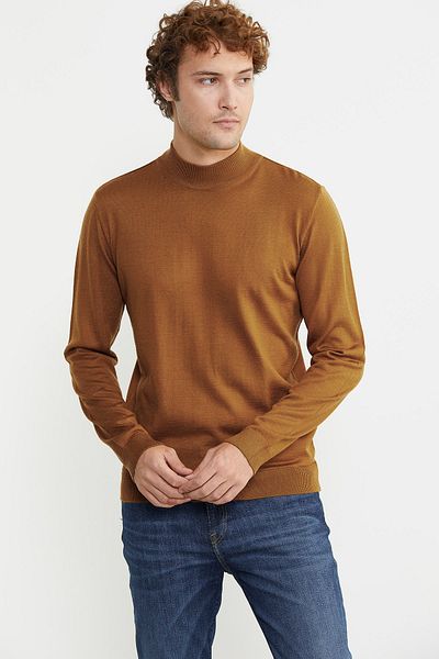 Sam Men's Mustard Knitwear Sweater - Half Turtleneck
