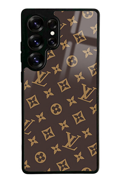 Spoyi Samsung S25 Ultra Kahverengi LV Tasarımlı Glossy Telefon Kılıfı