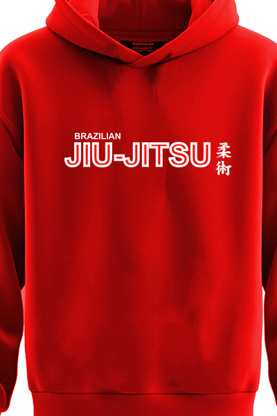 TOP GLORY Jiujitsu Printed Hooded Hoodie - 3 Thread Sweatshirt Jujitsu Sweat Jiujit7404