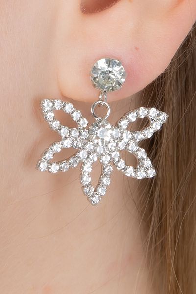 Furtek Aksesuar Women's Dragonfly Figure Tiny Leaf Zircon Stone Earrings Model Elegant Engagement Wedding Party Henna Prom
