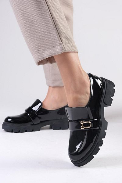 Mio Gusto Pantofi de damă cu talpă groasă de culoare neagră Katy