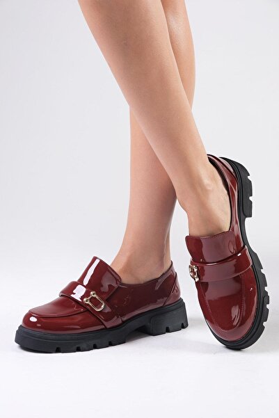 Mio Gusto Бордові жіночі мокасини Katy на товстій підошві