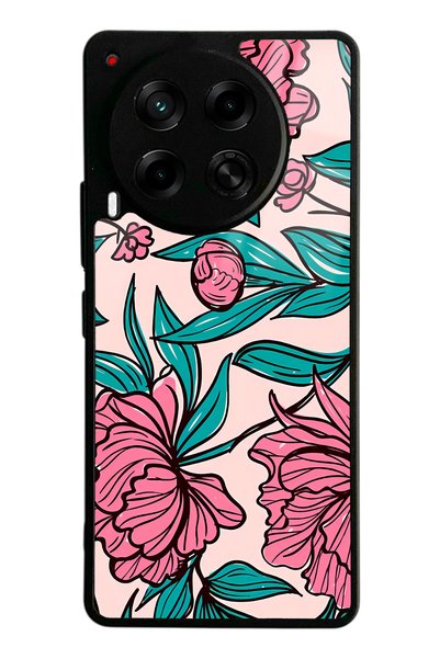 Spoyi Tecno Camon 30 Fuchsia Flower Design Glossy Phone Case