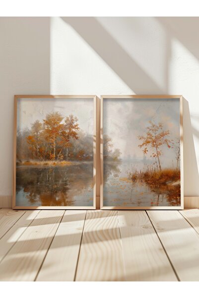 STARYUNA Pictură în 2 piese cu efect de pictură în ulei pe cadru din lemn de ...