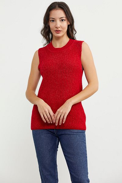 Sementa Derby Crew Neck Knitwear Sweater - Red