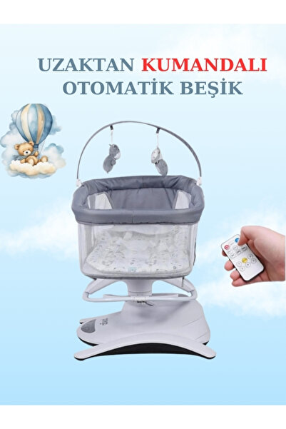 modabebekler Uzaktan Kumandalı Müzikli Dönenceli Farklı Yönlerde Sallanabilen Otomatik Beşik