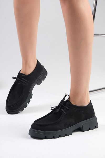 Mio Gusto Hope Black Color Thick Soled Women's Loafer Shoes