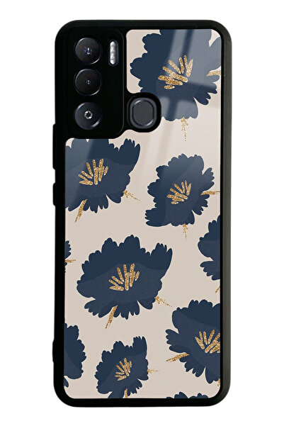 Spoyi Tecno Pova Neo Blue Flowers Tasarımlı Glossy Telefon Kılıfı
