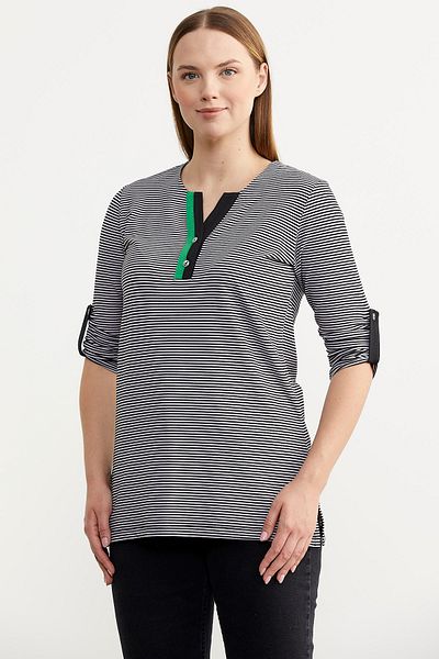 Sementa Tricou cu mânecă trei sferturi în dungi - negru
