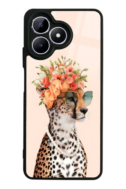 Spoyi Oppo Realme Note 50 Influencer Glossy Phone Case with Leopard Cat Design