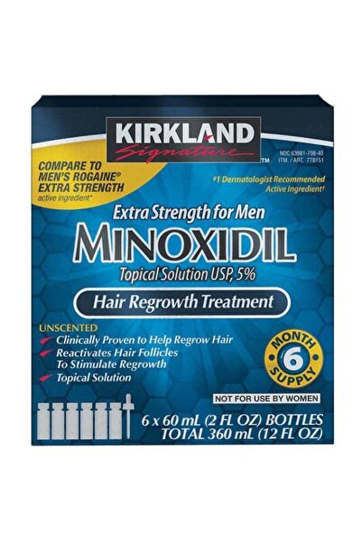 Kirkland Signature عبوة من 6 زجاجات مينوكسيديل 5% لتقوية الشعر وإعادة نموه، 60 مل