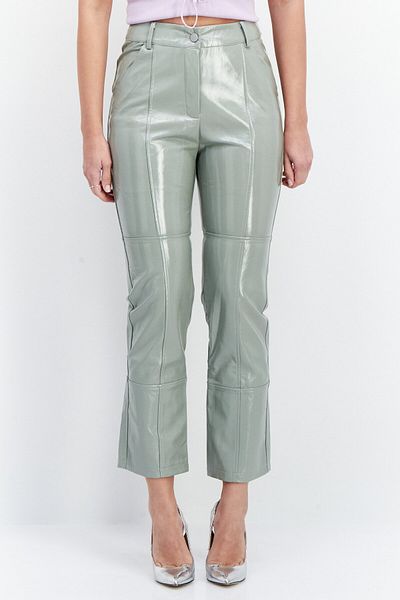 4th & Reckless Women Petite Plain Straight Leg Pant, Sage Green