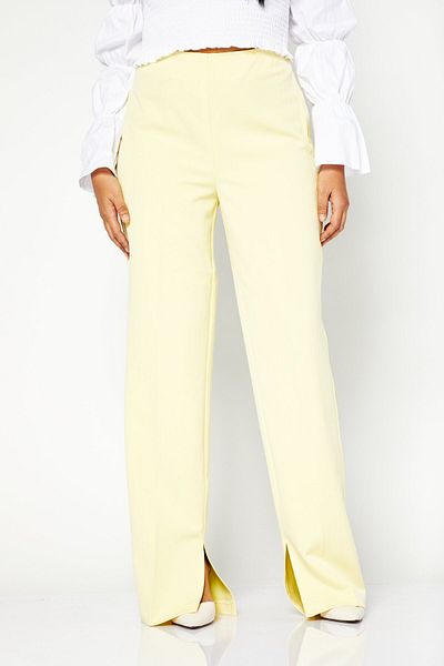 NA-KD Women Regular Fit Solid Trousers, Yellow