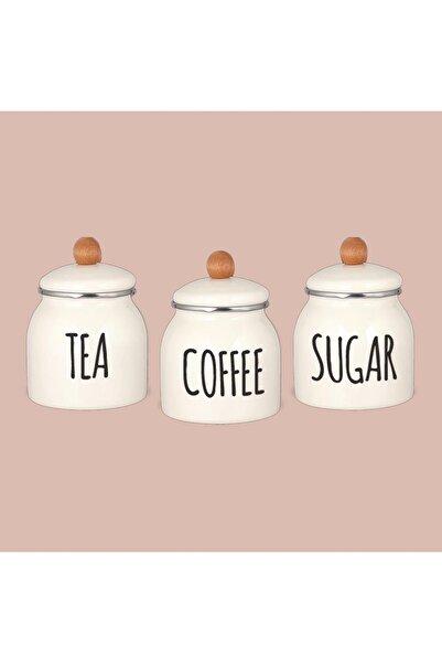 MİEN Emaye Fildişi Kavanoz Seti 3 Lü büyük Emy-1004b