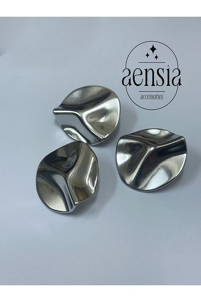 aensia 3.81 cm Curved Silver Coat Jacket Trench Coat - Button Detail, 3 Pack