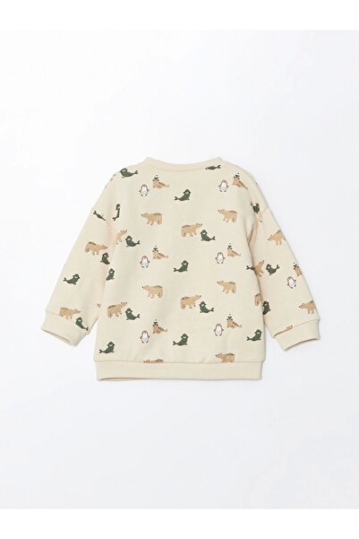 LC Waikiki Lcw Baby Ecru Printed Baby Boy Sweatshirt and Sweatpants Set of 2