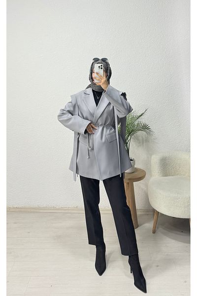 lurex moda Μπουφάν με ζώνη ώμου