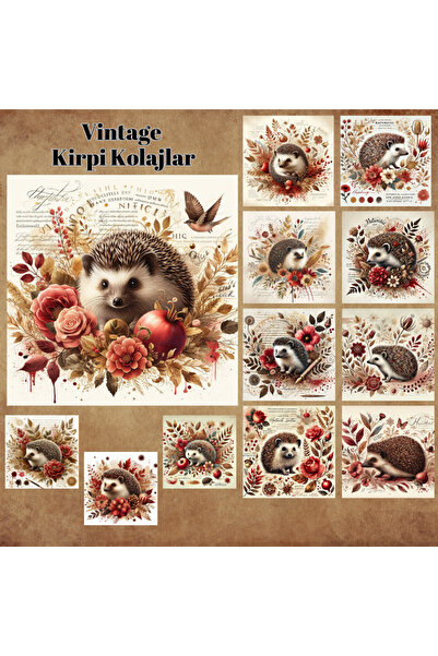 Pink Swan Craft 12 komada vintage kolaža sa ježevima - set naljepnica za plan...