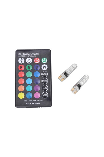 DKELEKTRONİK Kumandalı Çakarlı T10 Araç Park Ampulü 18 Led Rgb Park /Stop Çakar/ Lamba Ampül