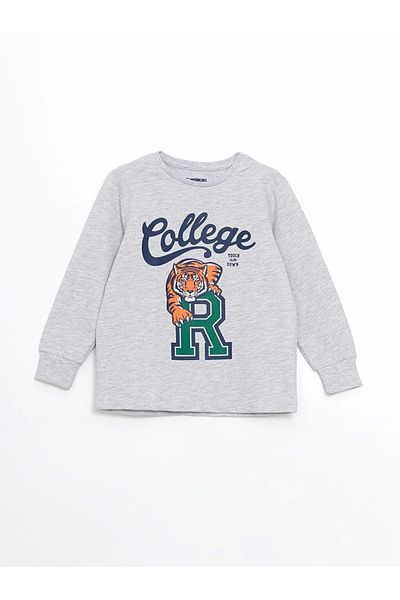 LC Waikiki Lcw Kids Gray Crew Neck Boy Pajamas Set