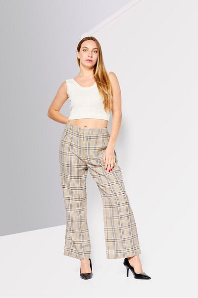 Claudie Pierlot Women Regular Fit Checkered Chino Pants, Black