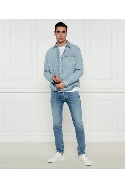 Calvin Klein Men's Denim Blue Shirt - Notched Collar with Button Closure Pocket Detail, Regular Fit J30J 327021 -1Aa