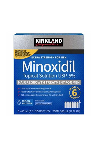 Kirkland Signature عبوة من 6 زجاجات مينوكسيديل 5% لتقوية الشعر وإعادة نموه، 60 مل