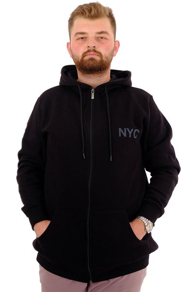 ModeXL Ανδρικό μαύρο φούτερ μεγάλου μεγέθους - Πίσω στάμπα, ράστερ CITY U24541