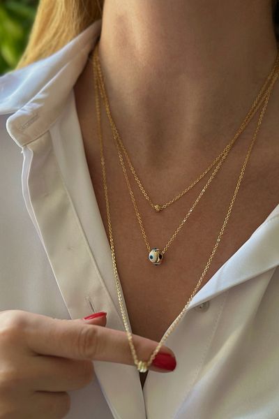 Trendy Butik ثلاثة سلسلة دوريكا قلادة عين الشر