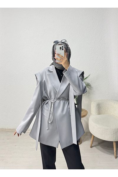 lurex moda Μπουφάν με ζώνη ώμου