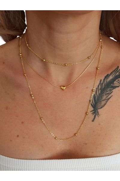 Feron accessories Silver Heart Necklace - Set of 3