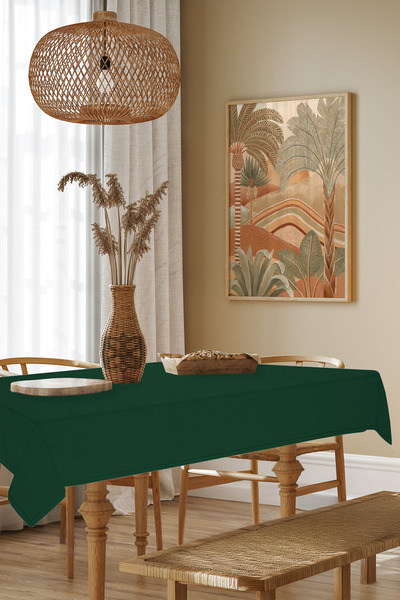 MARİTSA Masa Örtüsü - Kadife Dokulu Serisi Zümrüt Yeşili Dertsiz(Leke Tutmaz ...