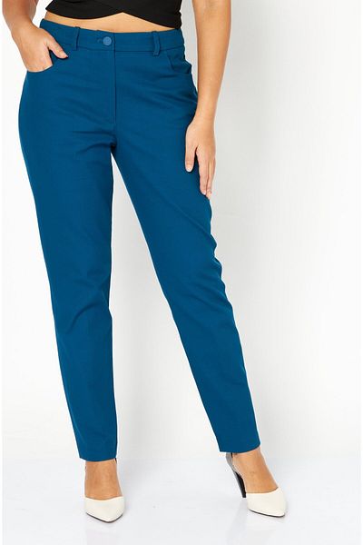 Lacoste Women Textured Chino Pants, Teal Blue