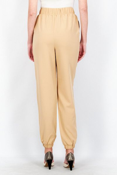 Kim Feenstra x NA-KD Women High Rise Solid Side Pocket Drawstring Jogger Pants, Tan