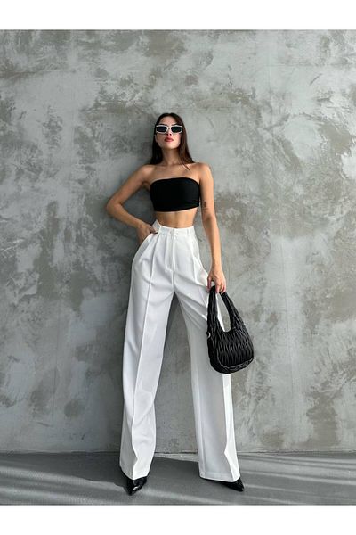 Bak'ap Premium High Waist Pleated Plaszo Fabric Pants