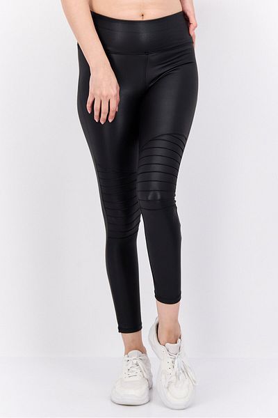 New Look Women Petite Solid Faux Leather Skinny Pants, Black
