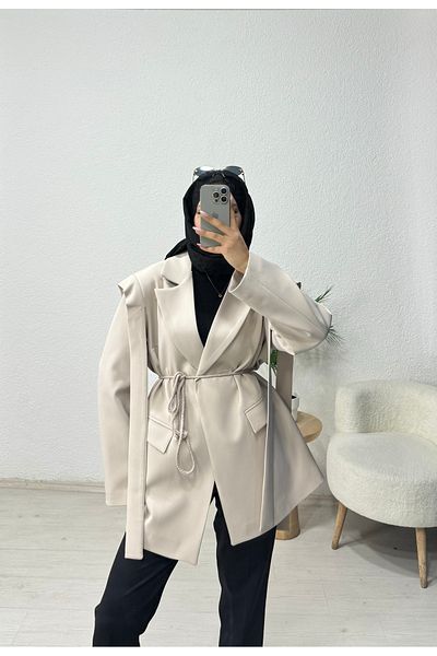 lurex moda Jachetă Blazer cu curea de umăr