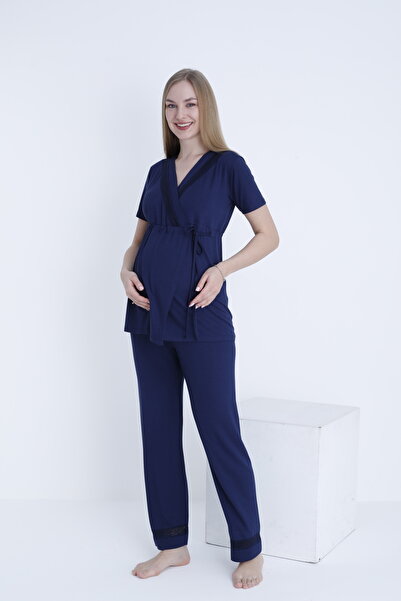 Miss Dünya Lissa Σετ πιτζάμες εγκυμοσύνης και μητρότητας με λαιμόκοψη V με δα...