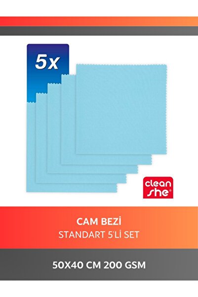 Cleanshe Klasik Seri Mikrofiber Cam Bezi 5'li Set 40x50