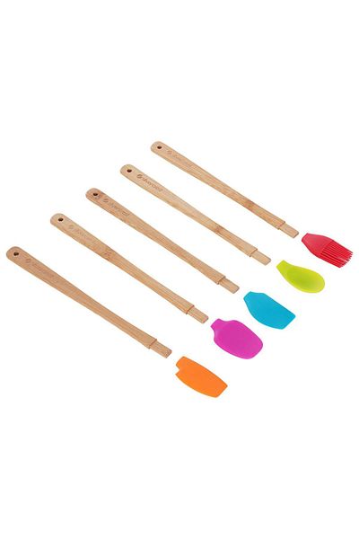 Silver Crest Spt-02 Set of 5 Colorful 26cm Long Silicone Bamboo Spatulas