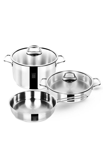 Serenk Modernist 5-teiliges Edelstahltopf- Und Pfannenset, Bratpfanne, Made In Türkiye