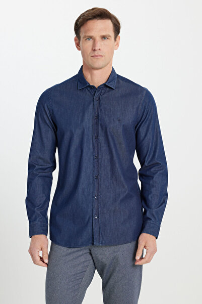 ALTINYILDIZ CLASSICS Cămașă pentru bărbați Indigo, 100% bumbac, slim fit, cu ...