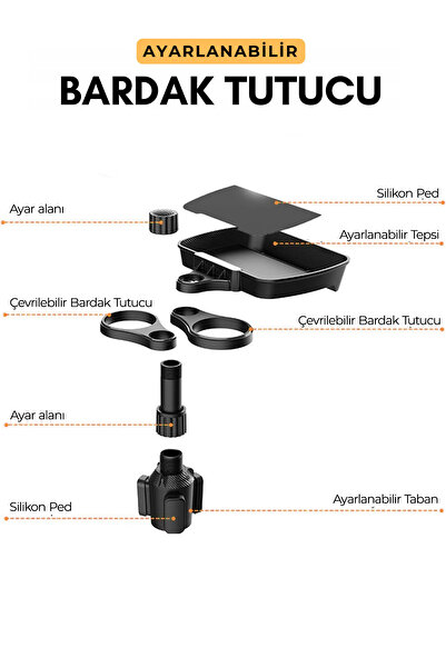 C9 Araç Tutucu Telefon Tablet Bardak Tutucu Çok Fonksifonlu Portatif Masa Ayarlanabilir Tutucu