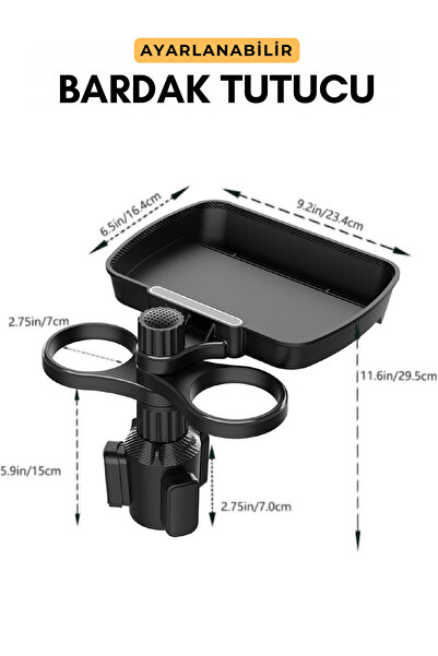 C9 Araç Tutucu Telefon Tablet Bardak Tutucu Çok Fonksifonlu Portatif Masa Ayarlanabilir Tutucu